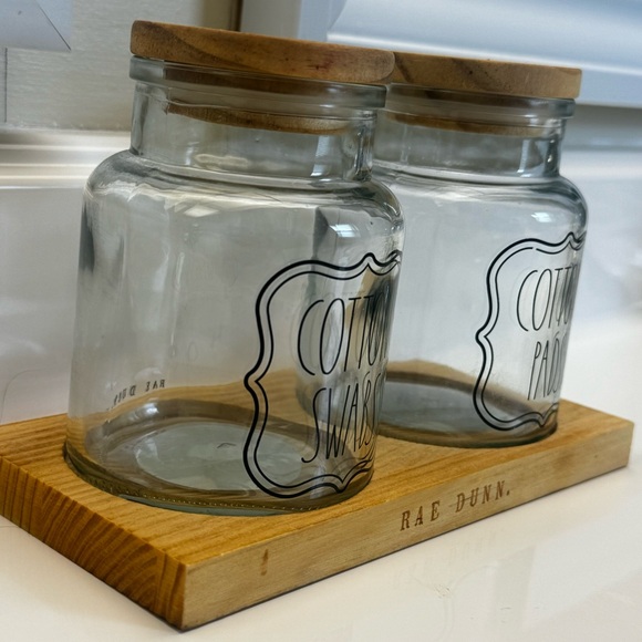 Rae Dunn Cotton Swabs and Pads Glass Jars - Picture 2 of 6